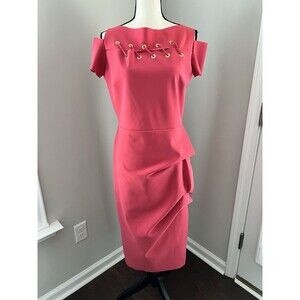 Chiara Boni La Petite Robe Pink Cocktail Dress Laced Front Size 50 Large EUC